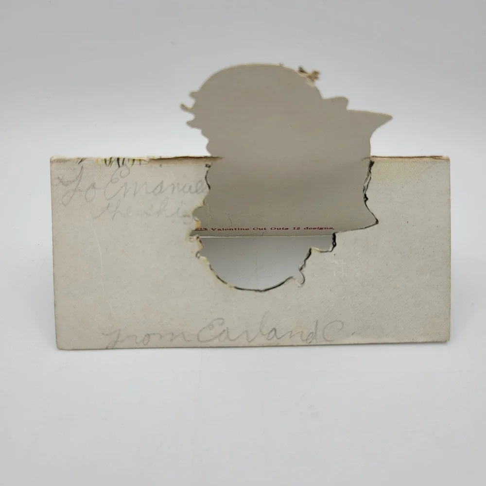 Vintage Valentine Card Girl Kitten Pop Up Die Cut Antique‎ Valentines Day